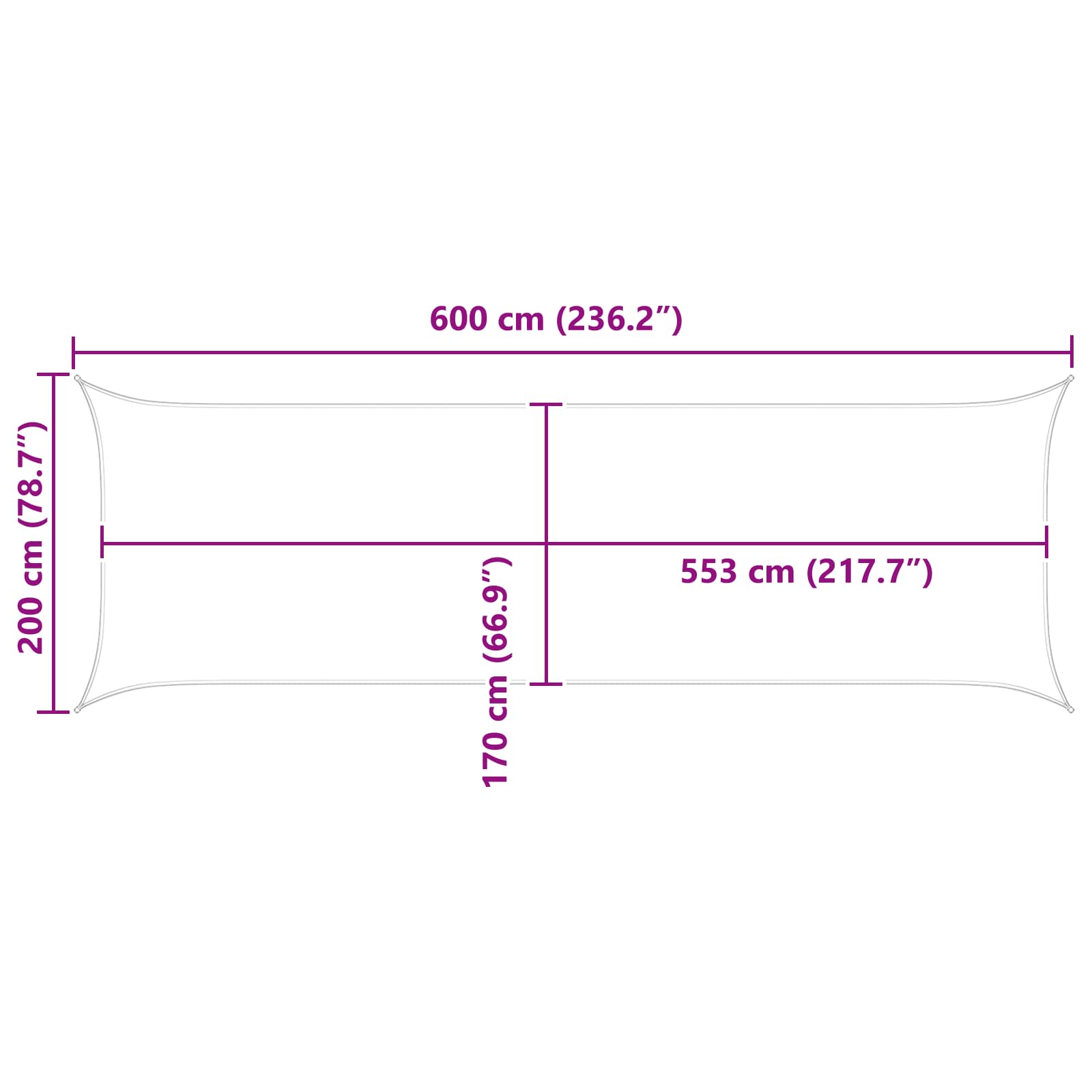 Vela da ombra solare 6 x 2 m Oxford rivestito in PU
