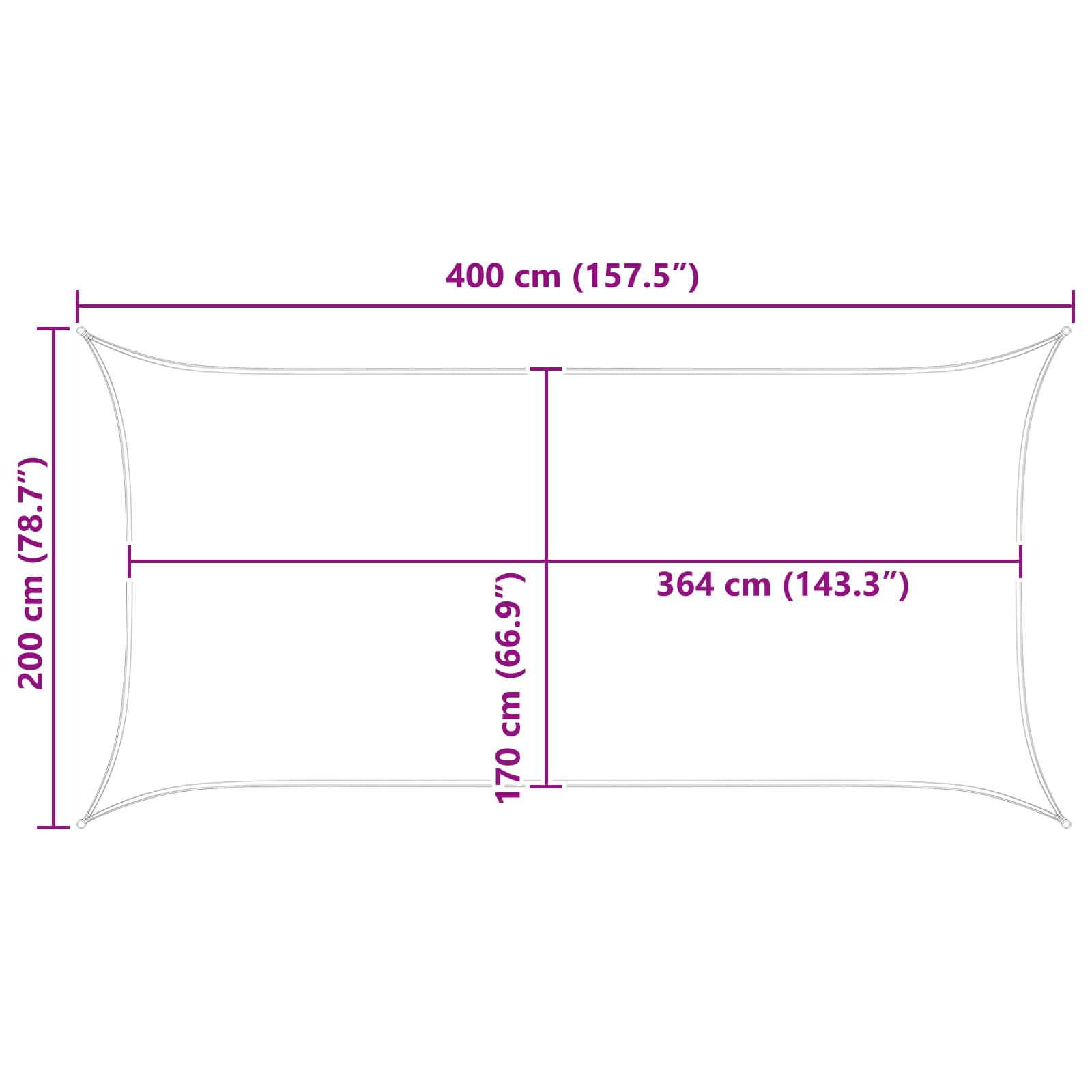 Vela da ombra solare Blu e Bianco 4 x 2 m