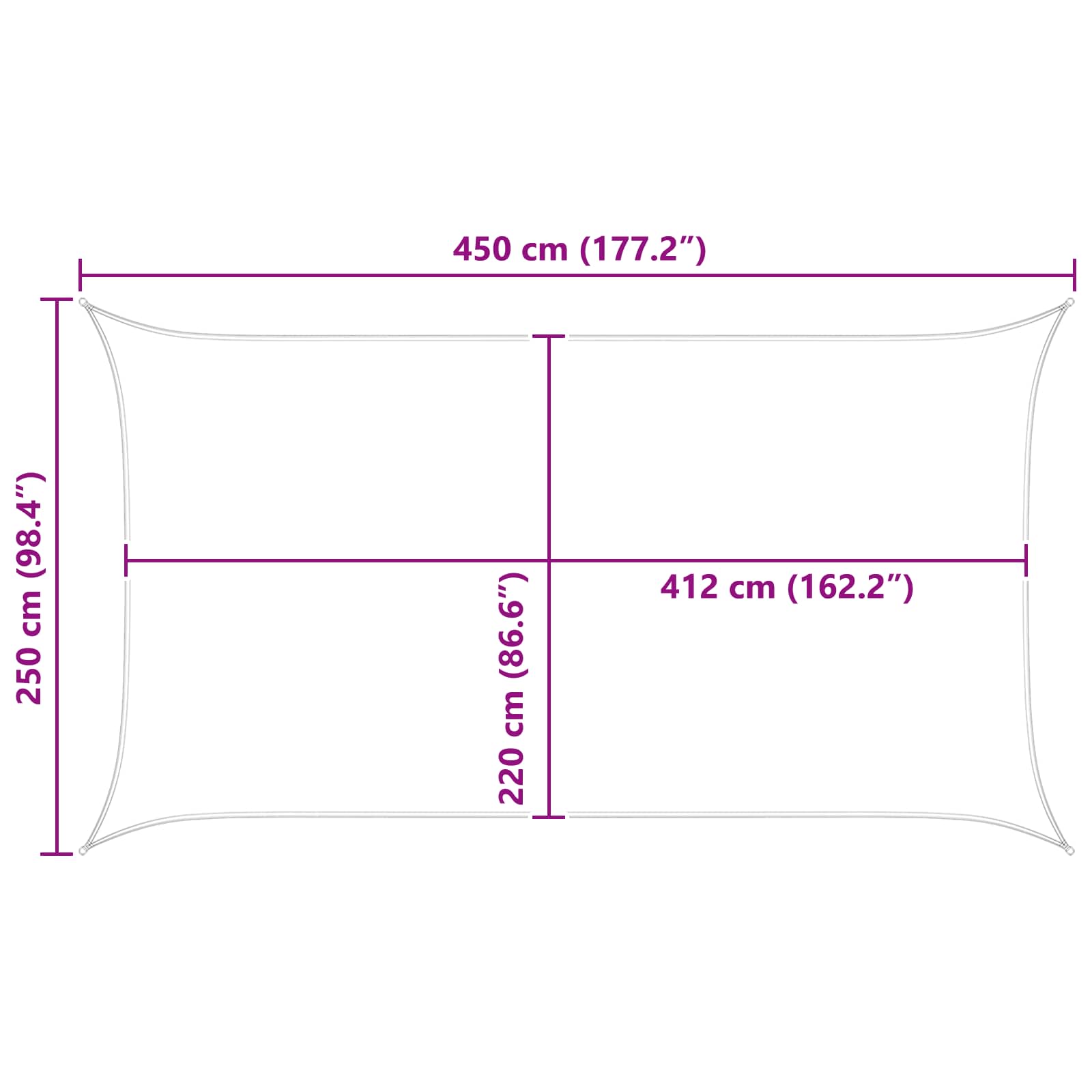 Vela da ombra solare Blu e Bianco 4,5 x 2,5 m