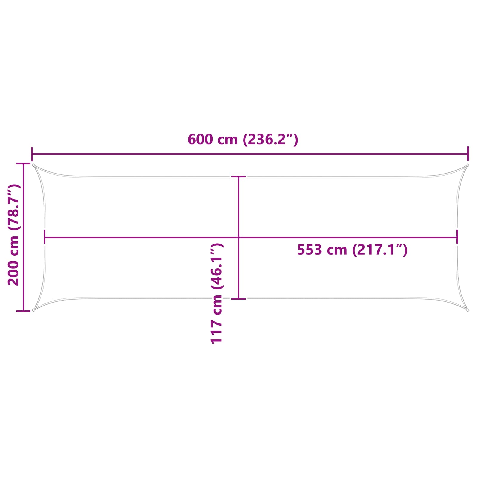 Vela da ombra solare Grigio chiaro e bianco 6 x 2 m
