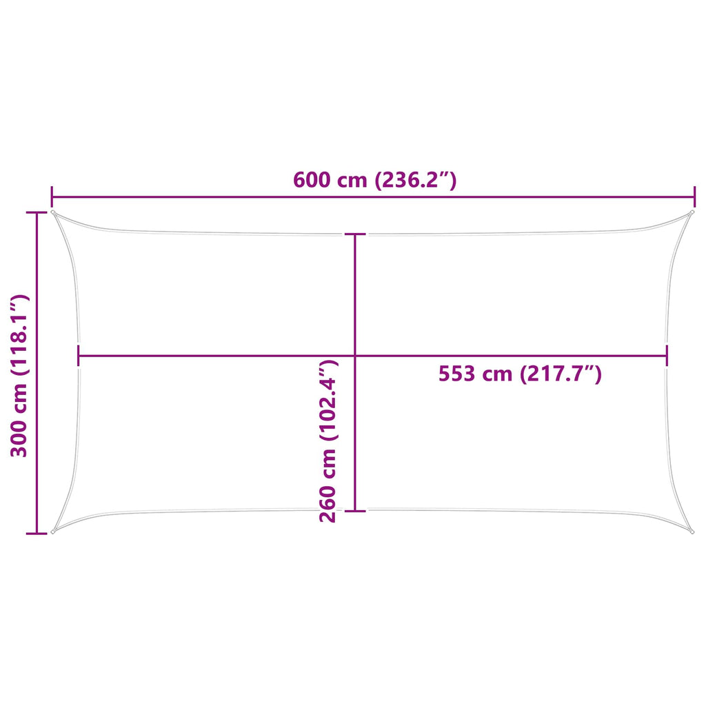 Vela da ombra solare Grigio chiaro e bianco 6 x 3 m