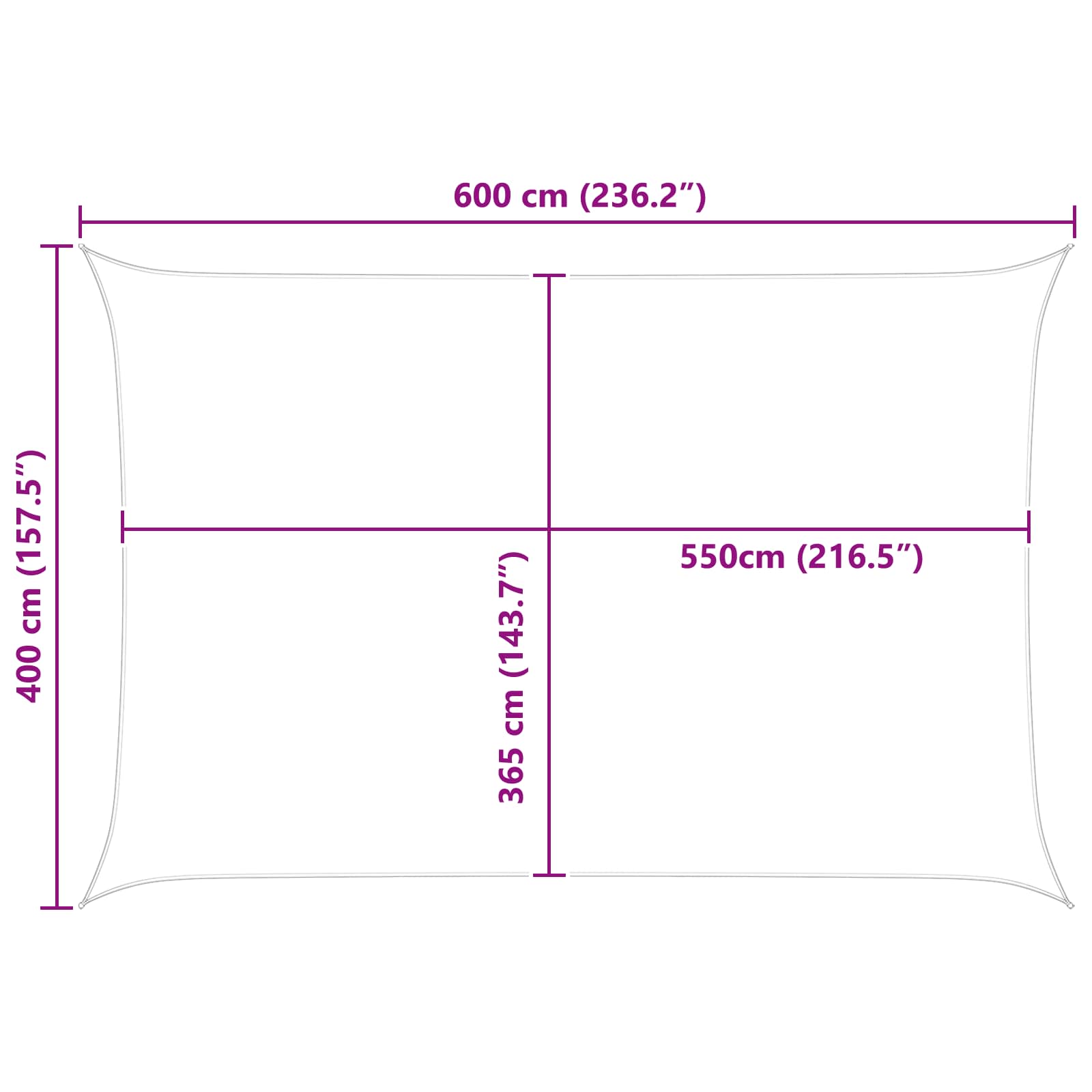 Vela da ombra solare Grigio chiaro e bianco 6 x 4 m