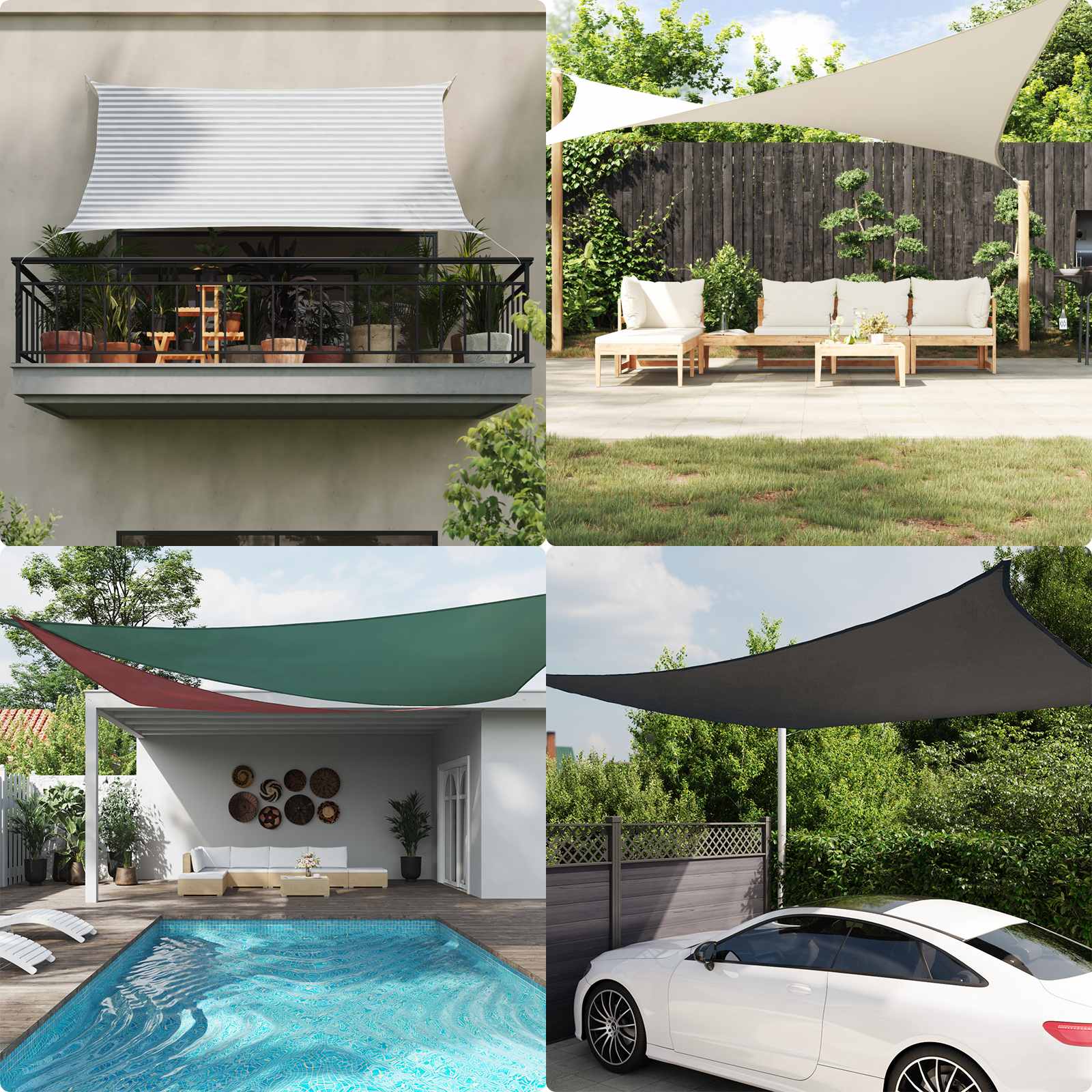 Vela da ombra solare Grigio chiaro e bianco 3 x 3 x 3 m