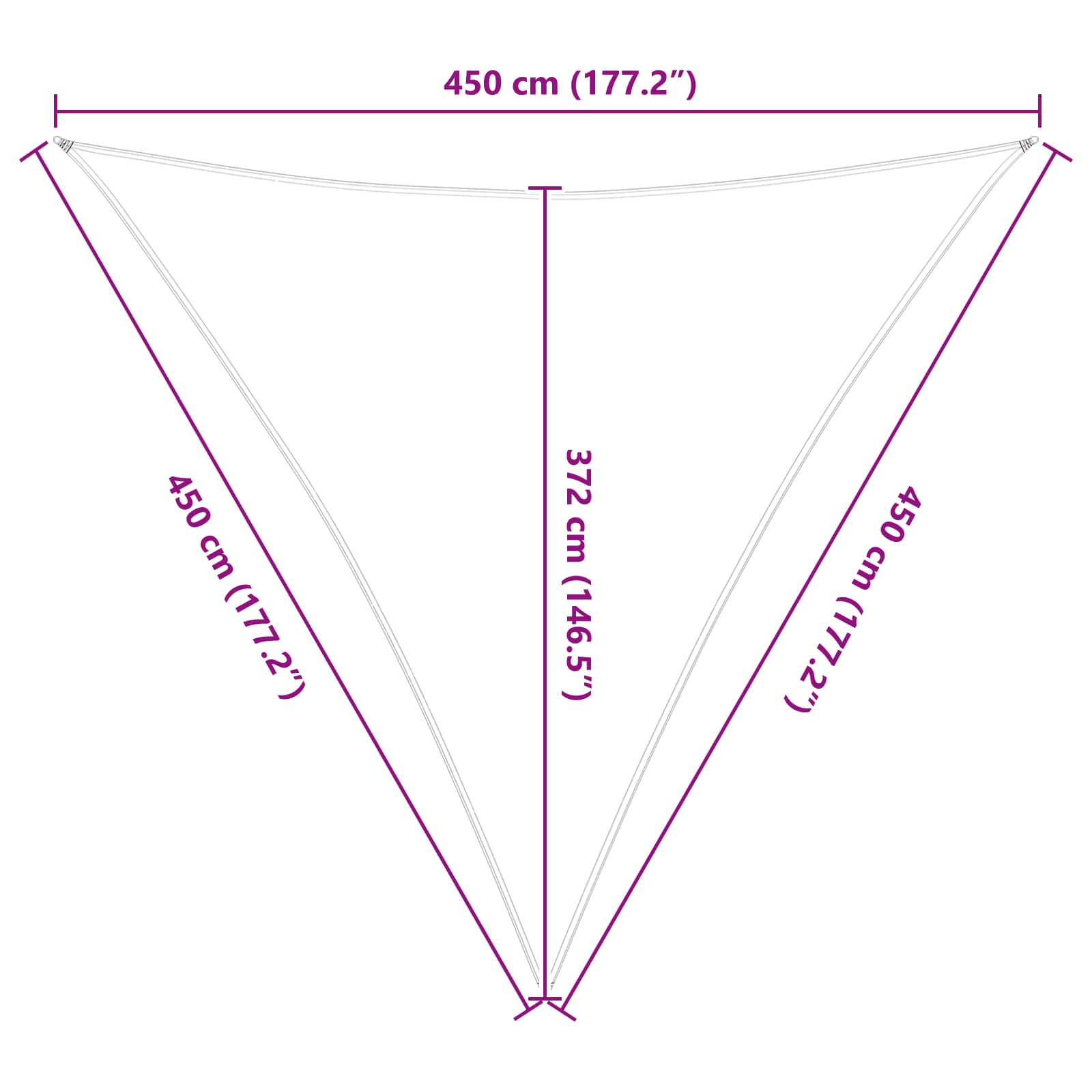 Vela da ombra solare Grigio chiaro e bianco 4,5 x 4,5 x 4,5 m