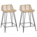 Sgabello da bar 2 pcs Naturale 44 x 45 x 76 cm Rattan e acciaio