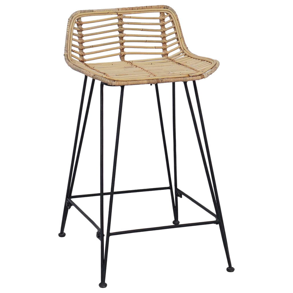Sgabello da bar 2 pcs Naturale 44 x 45 x 76 cm Rattan e acciaio