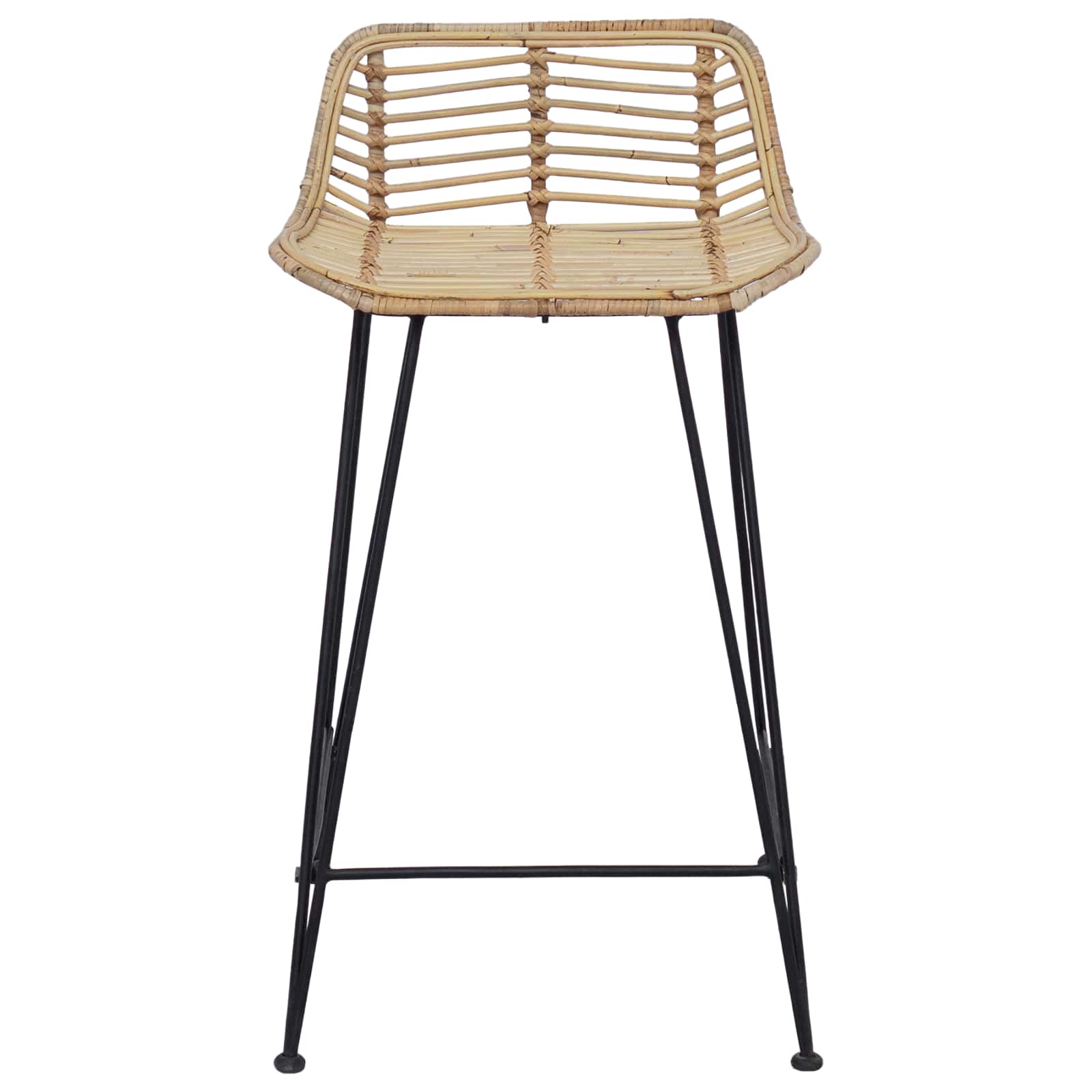 Sgabello da bar 2 pcs Naturale 44 x 45 x 76 cm Rattan e acciaio