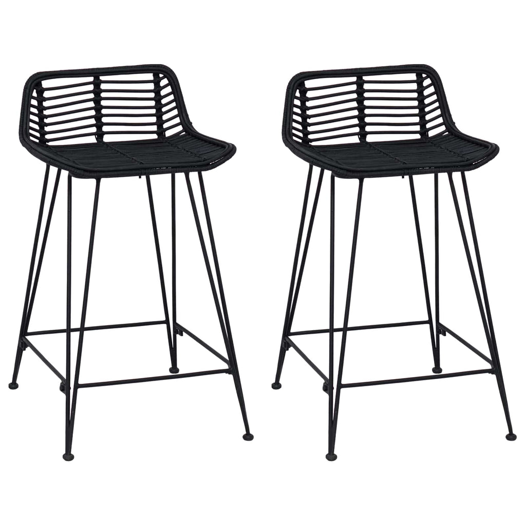 Sgabello da bar 2 pcs Nero 44 x 45 x 76 cm Rattan e acciaio