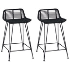 Sgabello da bar 2 pcs Nero 44 x 45 x 76 cm Rattan e acciaio