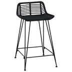 Sgabello da bar 2 pcs Nero 44 x 45 x 76 cm Rattan e acciaio