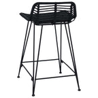 Sgabello da bar 2 pcs Nero 44 x 45 x 76 cm Rattan e acciaio
