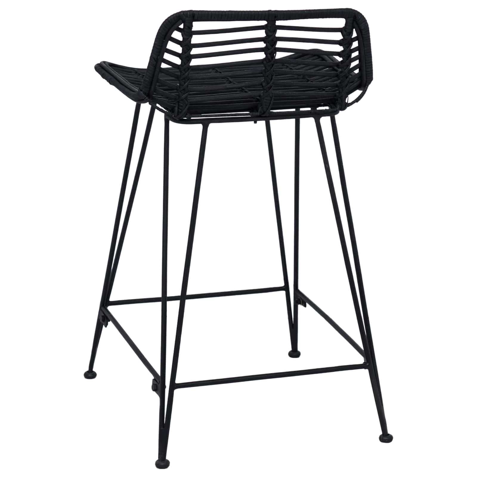 Sgabello da bar 2 pcs Nero 44 x 45 x 76 cm Rattan e acciaio