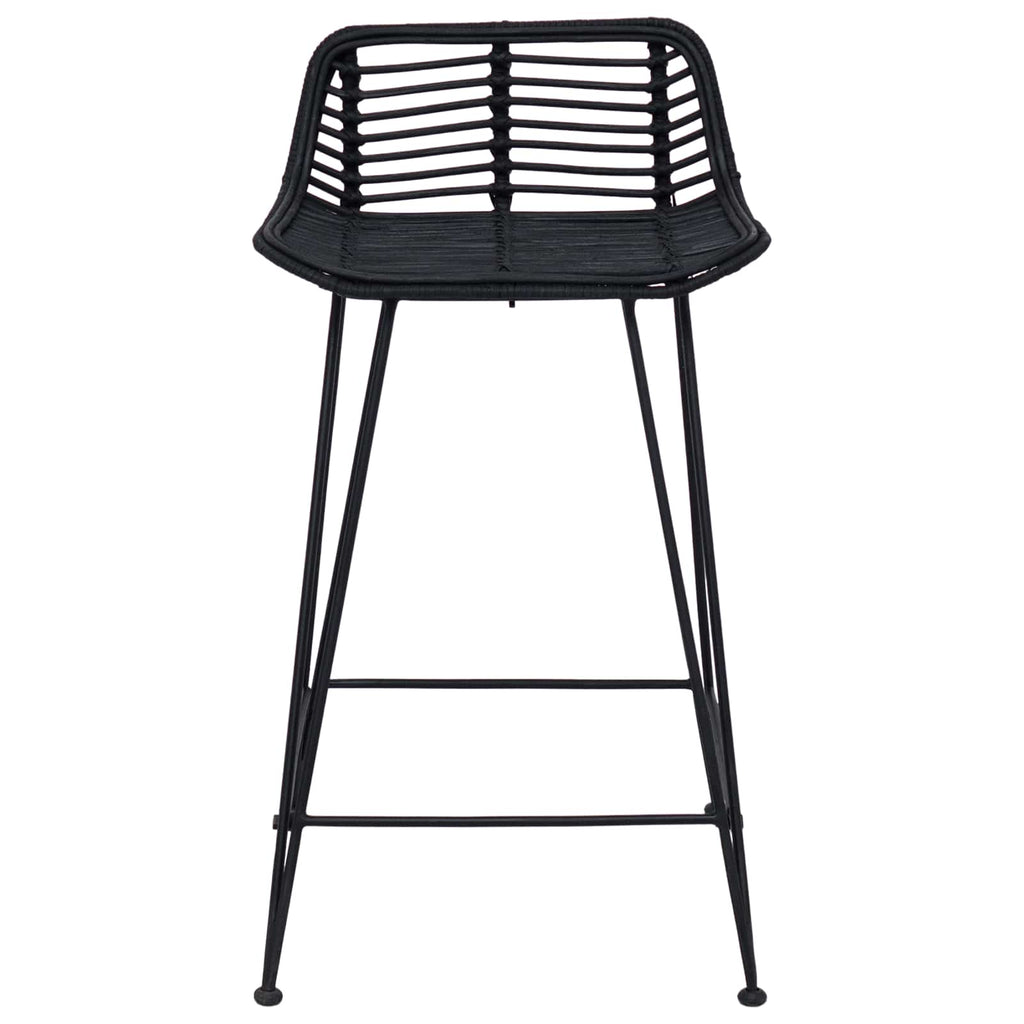 Sgabello da bar 2 pcs Nero 44 x 45 x 76 cm Rattan e acciaio