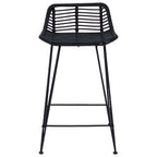 Sgabello da bar 2 pcs Nero 44 x 45 x 76 cm Rattan e acciaio