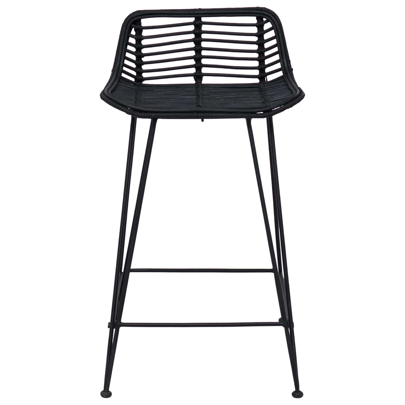 Sgabello da bar 2 pcs Nero 44 x 45 x 76 cm Rattan e acciaio
