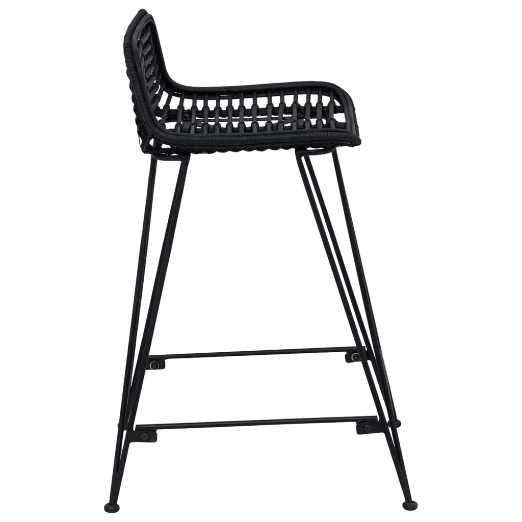 Sgabello da bar 2 pcs Nero 44 x 45 x 76 cm Rattan e acciaio