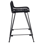 Sgabello da bar 2 pcs Nero 44 x 45 x 76 cm Rattan e acciaio
