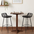 Sgabello da bar 2 pcs Nero 44 x 46 x 91 cm Rattan e acciaio