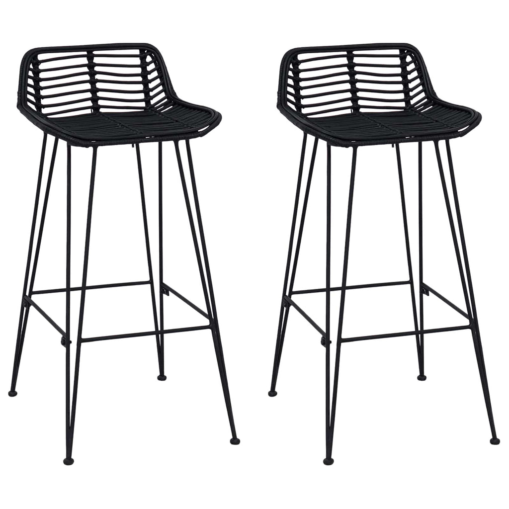 Sgabello da bar 2 pcs Nero 44 x 46 x 91 cm Rattan e acciaio