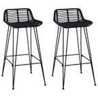 Sgabello da bar 2 pcs Nero 44 x 46 x 91 cm Rattan e acciaio