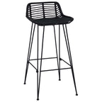 Sgabello da bar 2 pcs Nero 44 x 46 x 91 cm Rattan e acciaio