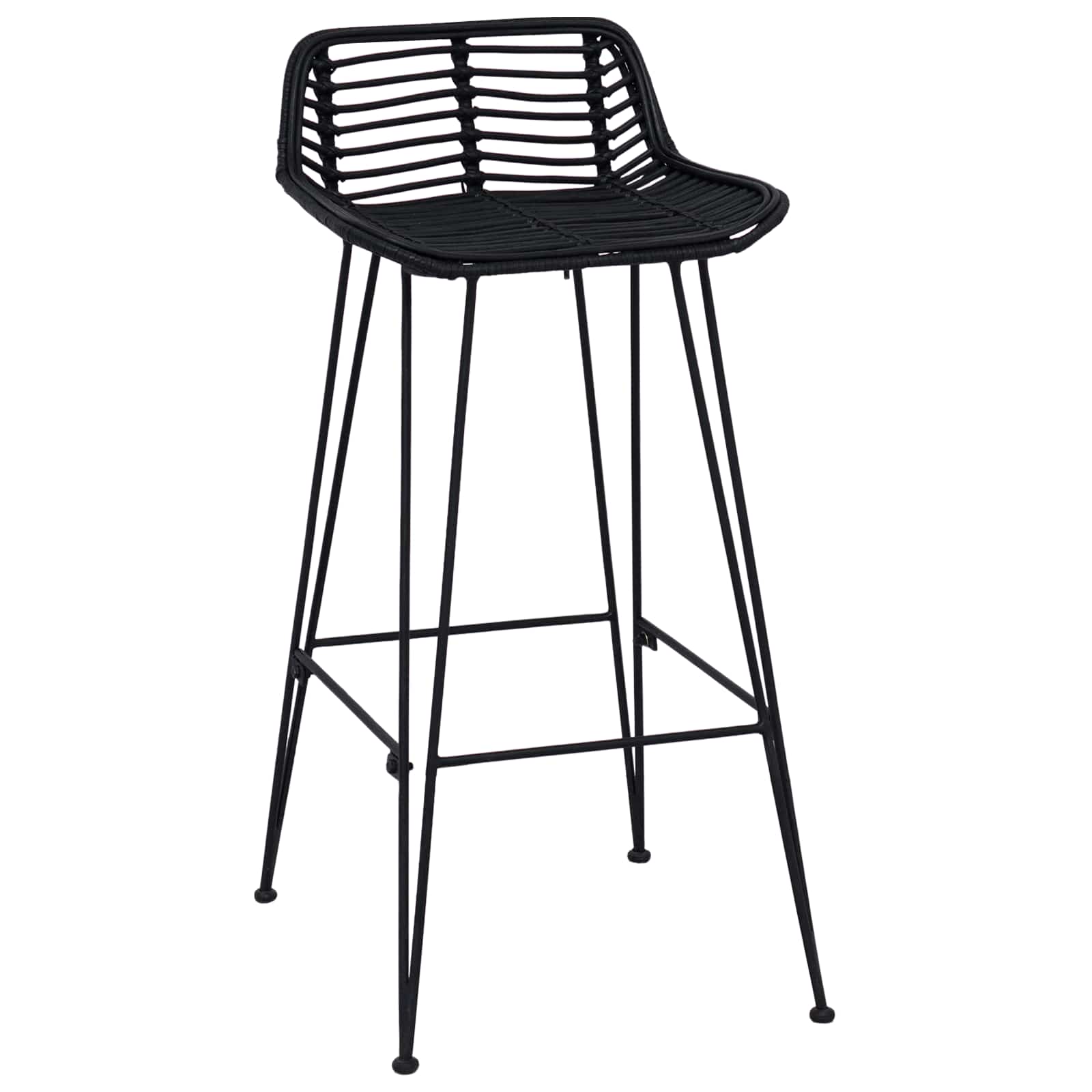 Sgabello da bar 2 pcs Nero 44 x 46 x 91 cm Rattan e acciaio