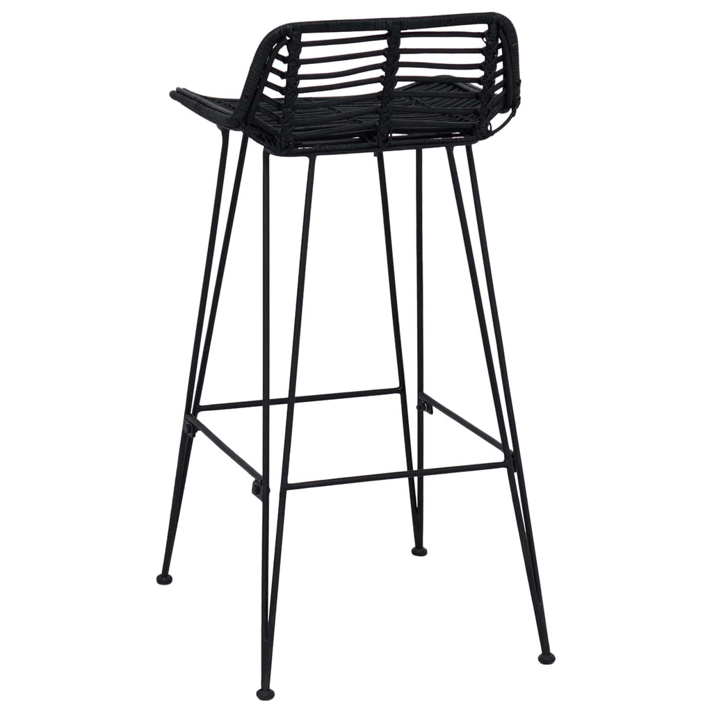 Sgabello da bar 2 pcs Nero 44 x 46 x 91 cm Rattan e acciaio
