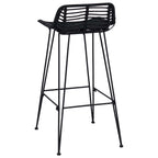 Sgabello da bar 2 pcs Nero 44 x 46 x 91 cm Rattan e acciaio