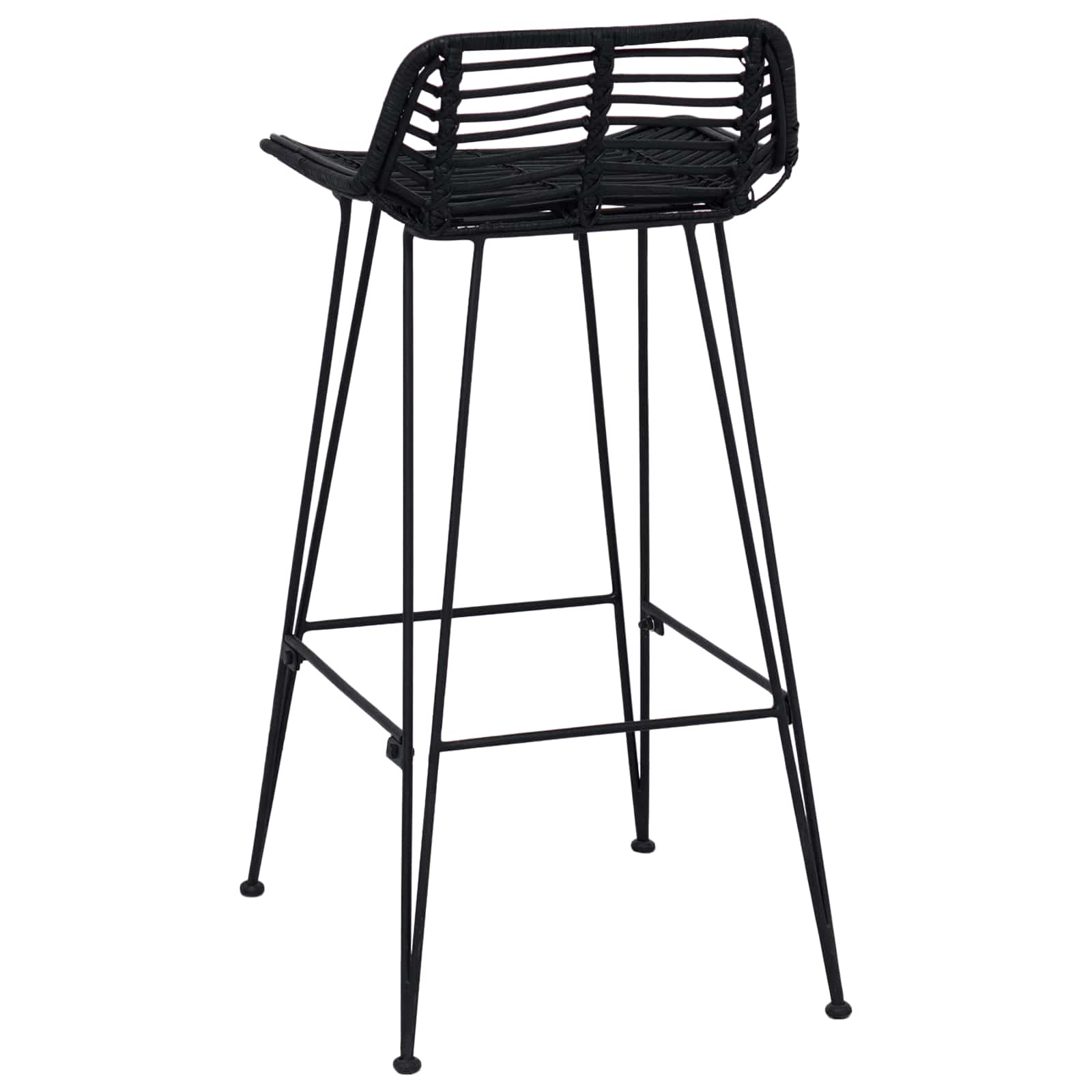 Sgabello da bar 2 pcs Nero 44 x 46 x 91 cm Rattan e acciaio