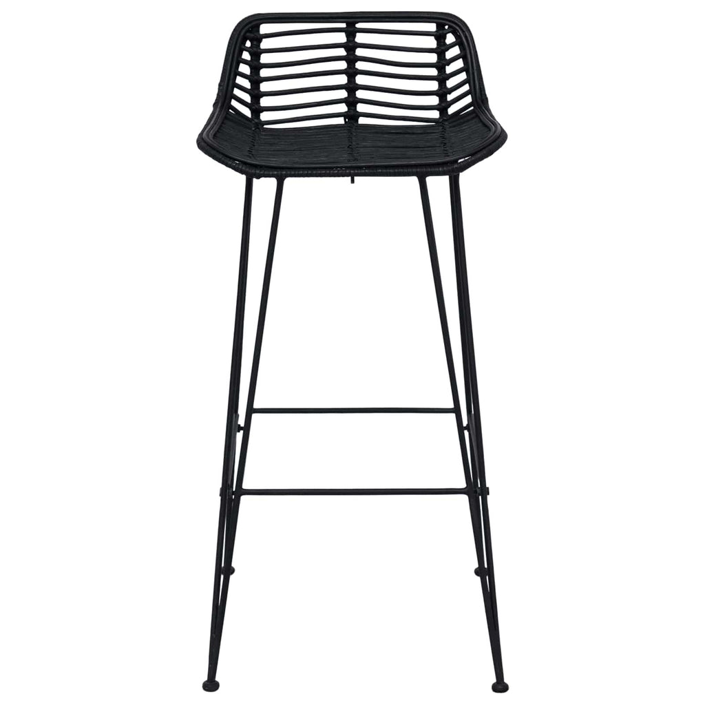 Sgabello da bar 2 pcs Nero 44 x 46 x 91 cm Rattan e acciaio