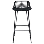 Sgabello da bar 2 pcs Nero 44 x 46 x 91 cm Rattan e acciaio