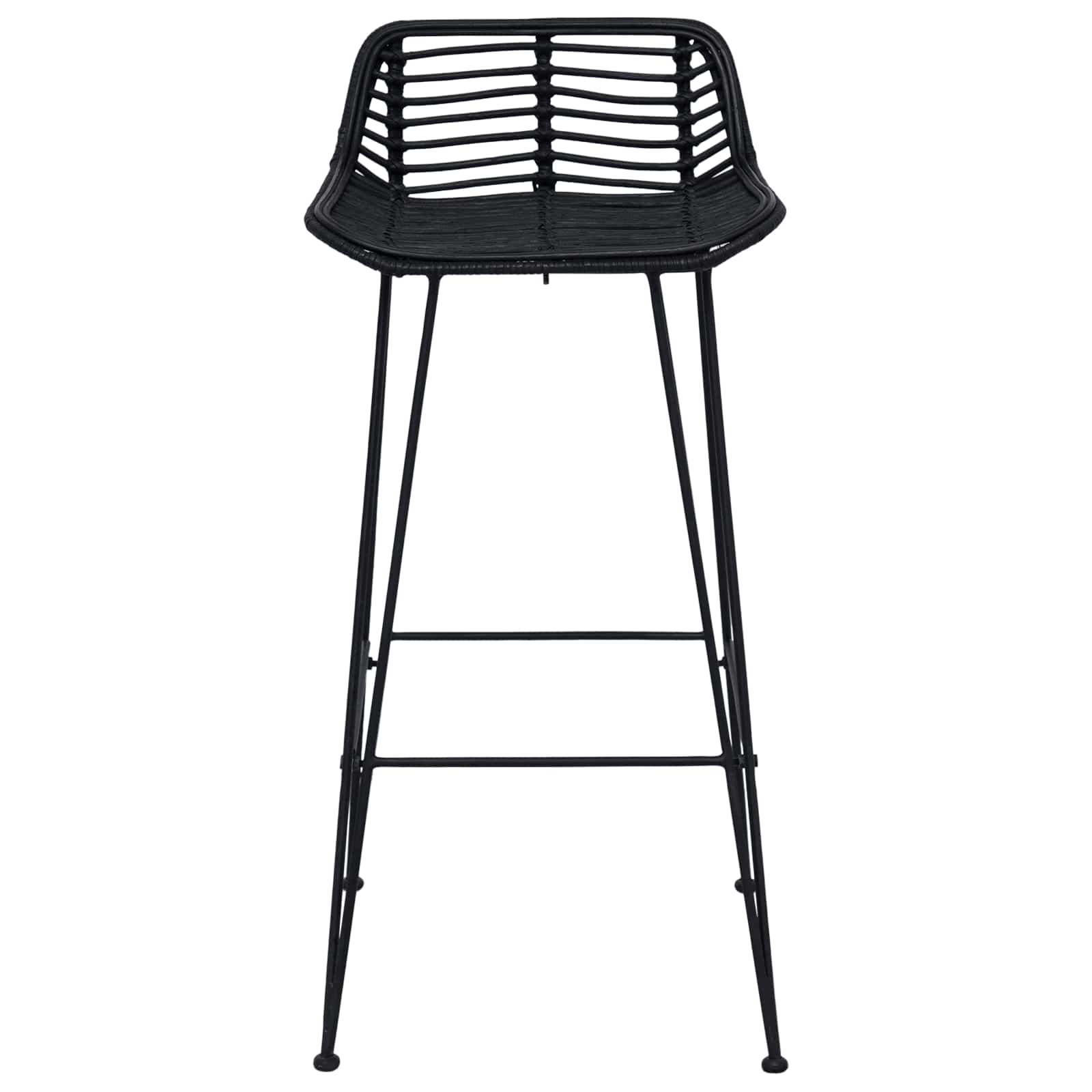 Sgabello da bar 2 pcs Nero 44 x 46 x 91 cm Rattan e acciaio