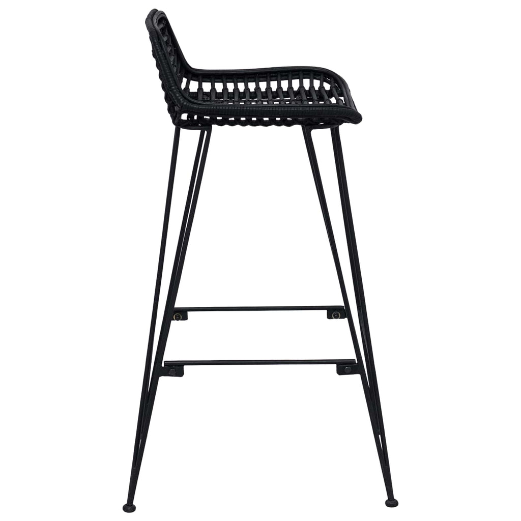 Sgabello da bar 2 pcs Nero 44 x 46 x 91 cm Rattan e acciaio