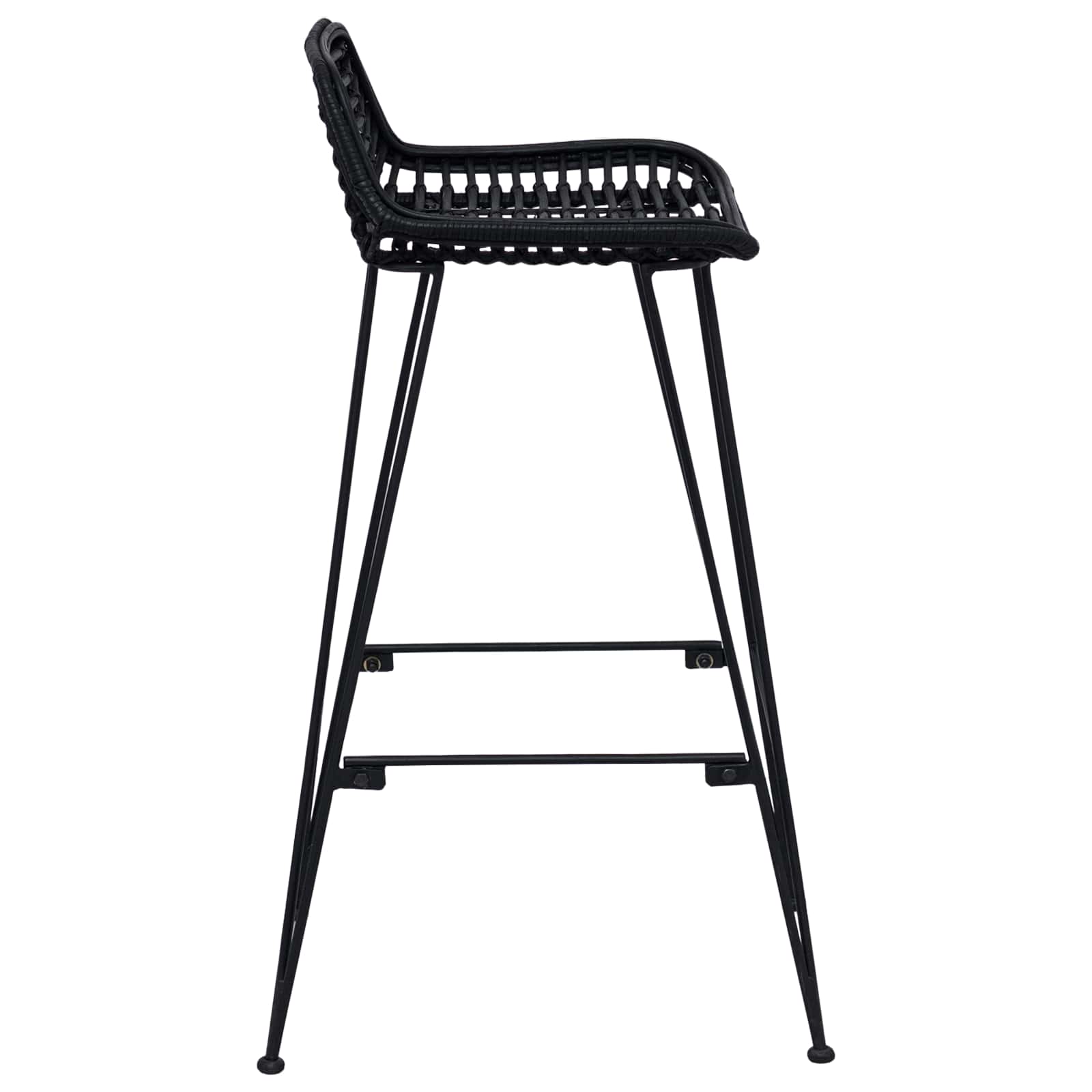 Sgabello da bar 2 pcs Nero 44 x 46 x 91 cm Rattan e acciaio
