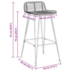 Sgabello da bar 2 pcs Nero 44 x 46 x 91 cm Rattan e acciaio