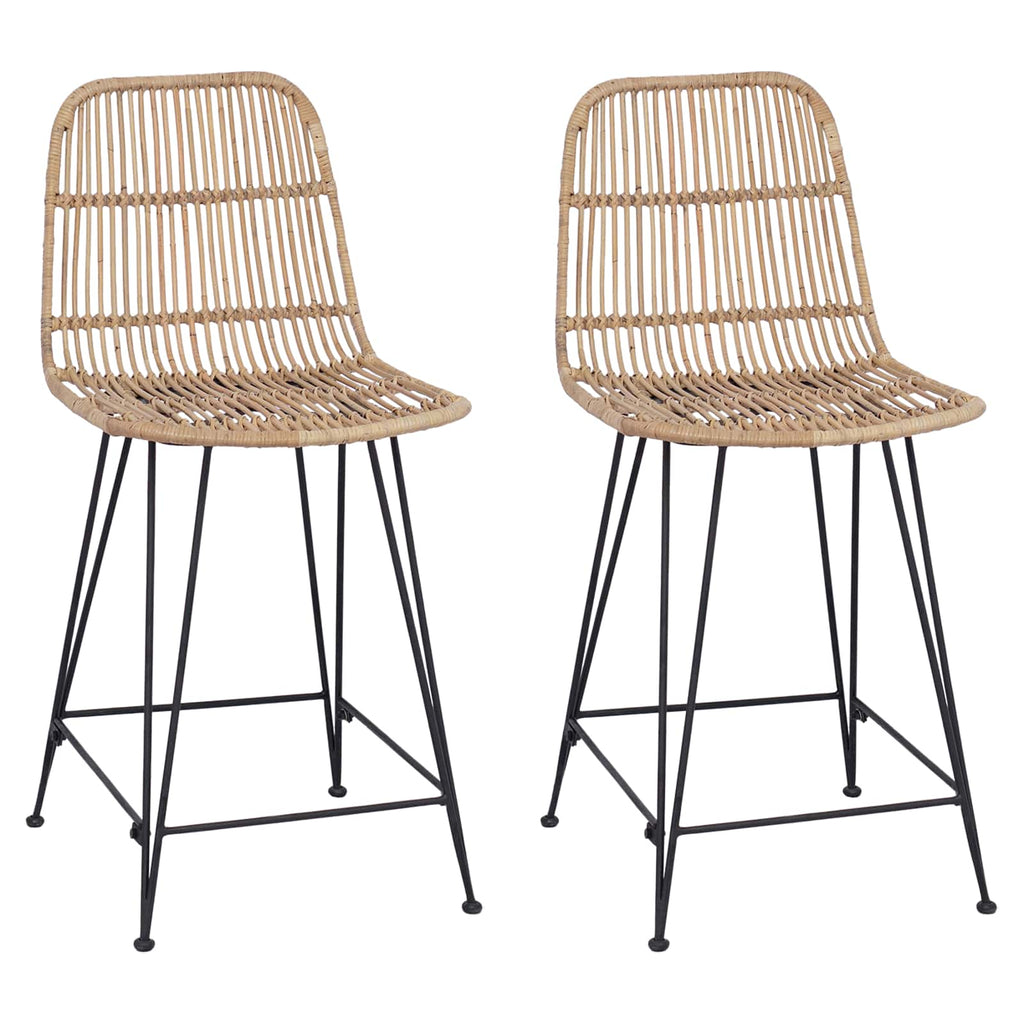 Sgabello da bar 2 pcs Naturale 44 x 54 x 96 cm Rattan e acciaio