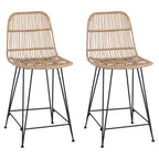 Sgabello da bar 2 pcs Naturale 44 x 54 x 96 cm Rattan e acciaio