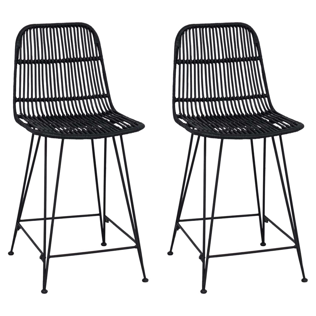 Sgabello da bar 2 pcs Nero 44 x 54 x 96 cm Rattan e acciaio