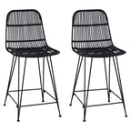Sgabello da bar 2 pcs Nero 44 x 54 x 96 cm Rattan e acciaio
