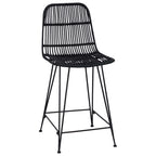 Sgabello da bar 2 pcs Nero 44 x 54 x 96 cm Rattan e acciaio