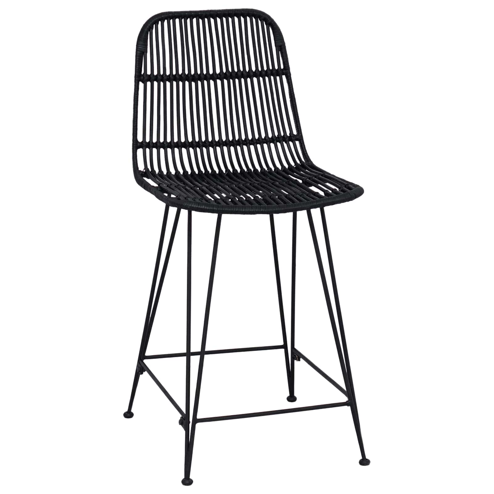 Sgabello da bar 2 pcs Nero 44 x 54 x 96 cm Rattan e acciaio