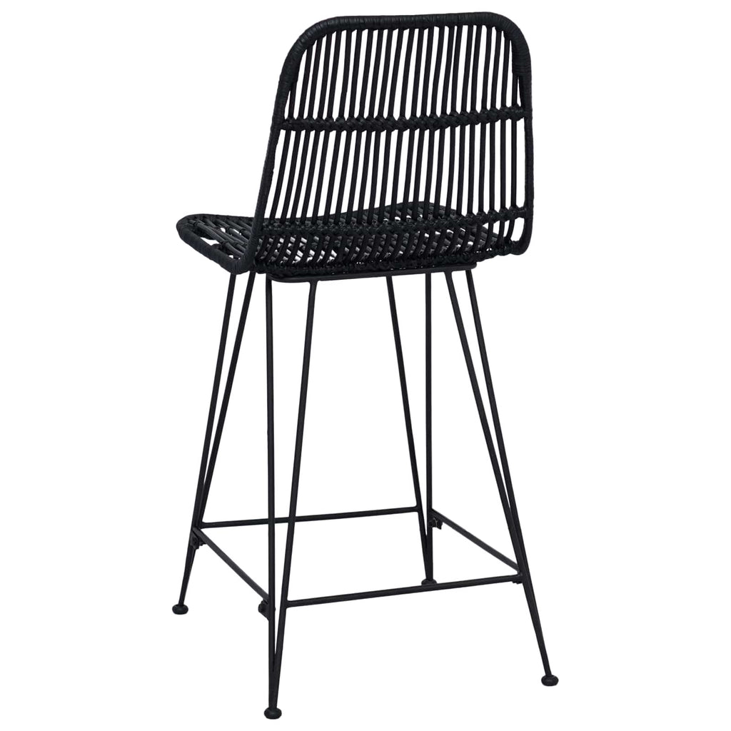 Sgabello da bar 2 pcs Nero 44 x 54 x 96 cm Rattan e acciaio