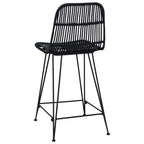Sgabello da bar 2 pcs Nero 44 x 54 x 96 cm Rattan e acciaio