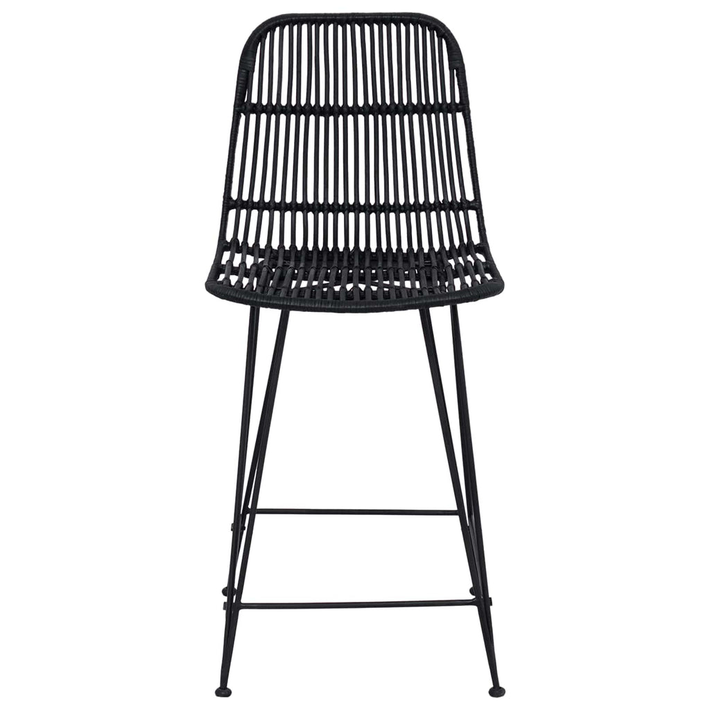 Sgabello da bar 2 pcs Nero 44 x 54 x 96 cm Rattan e acciaio