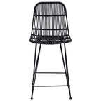 Sgabello da bar 2 pcs Nero 44 x 54 x 96 cm Rattan e acciaio