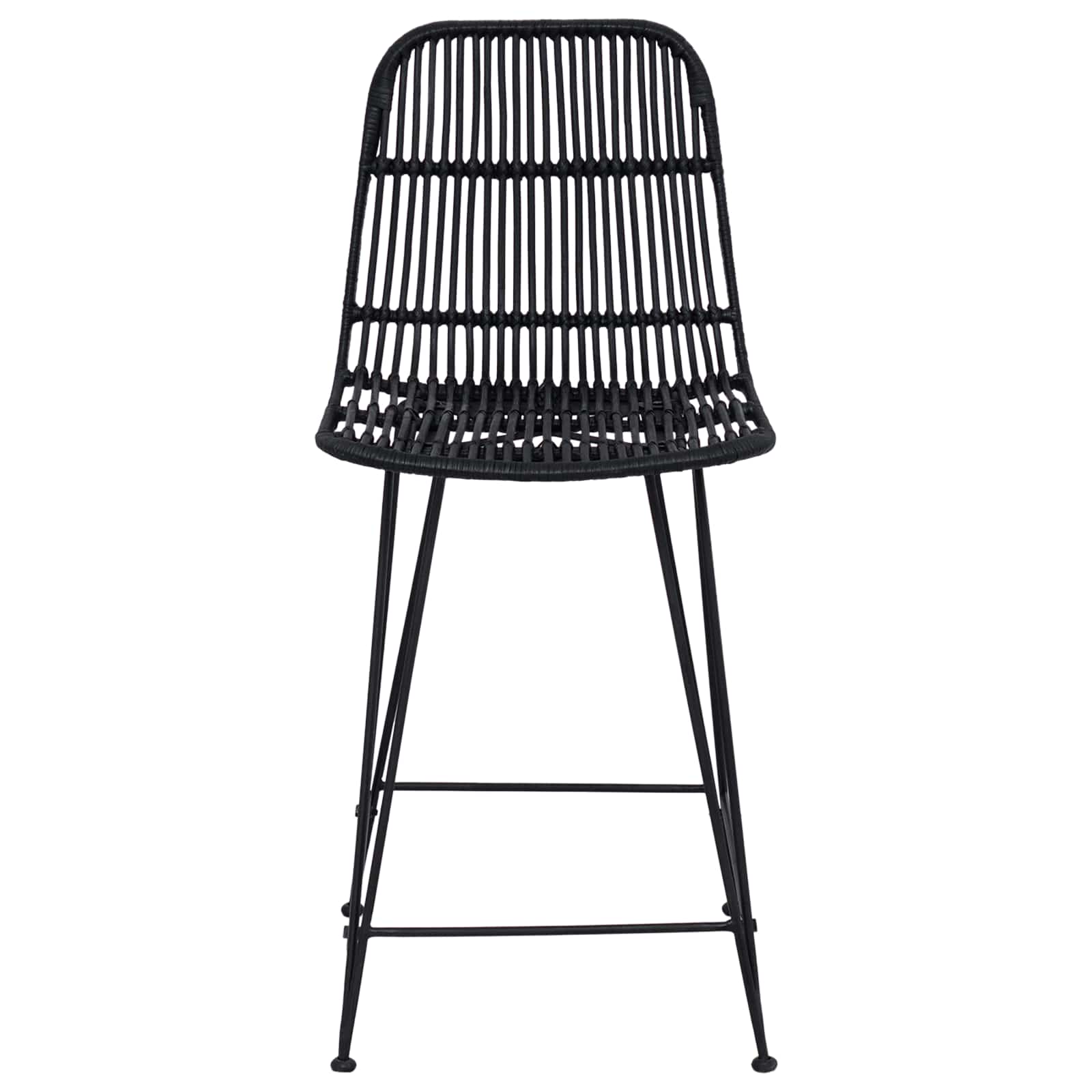 Sgabello da bar 2 pcs Nero 44 x 54 x 96 cm Rattan e acciaio
