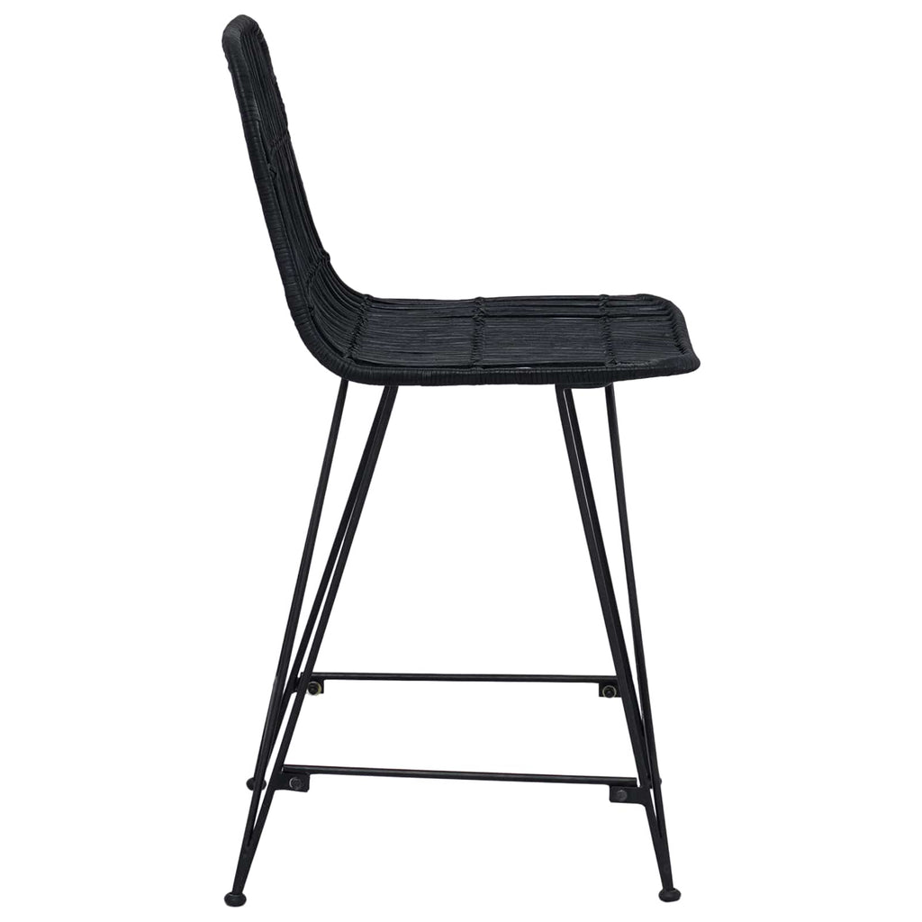 Sgabello da bar 2 pcs Nero 44 x 54 x 96 cm Rattan e acciaio