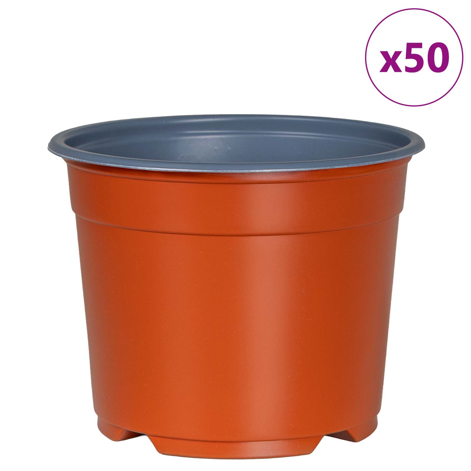 Vaso Rotondo per Fiori 50 pcs Terracotta Ø 10 x 8 cm Plastica