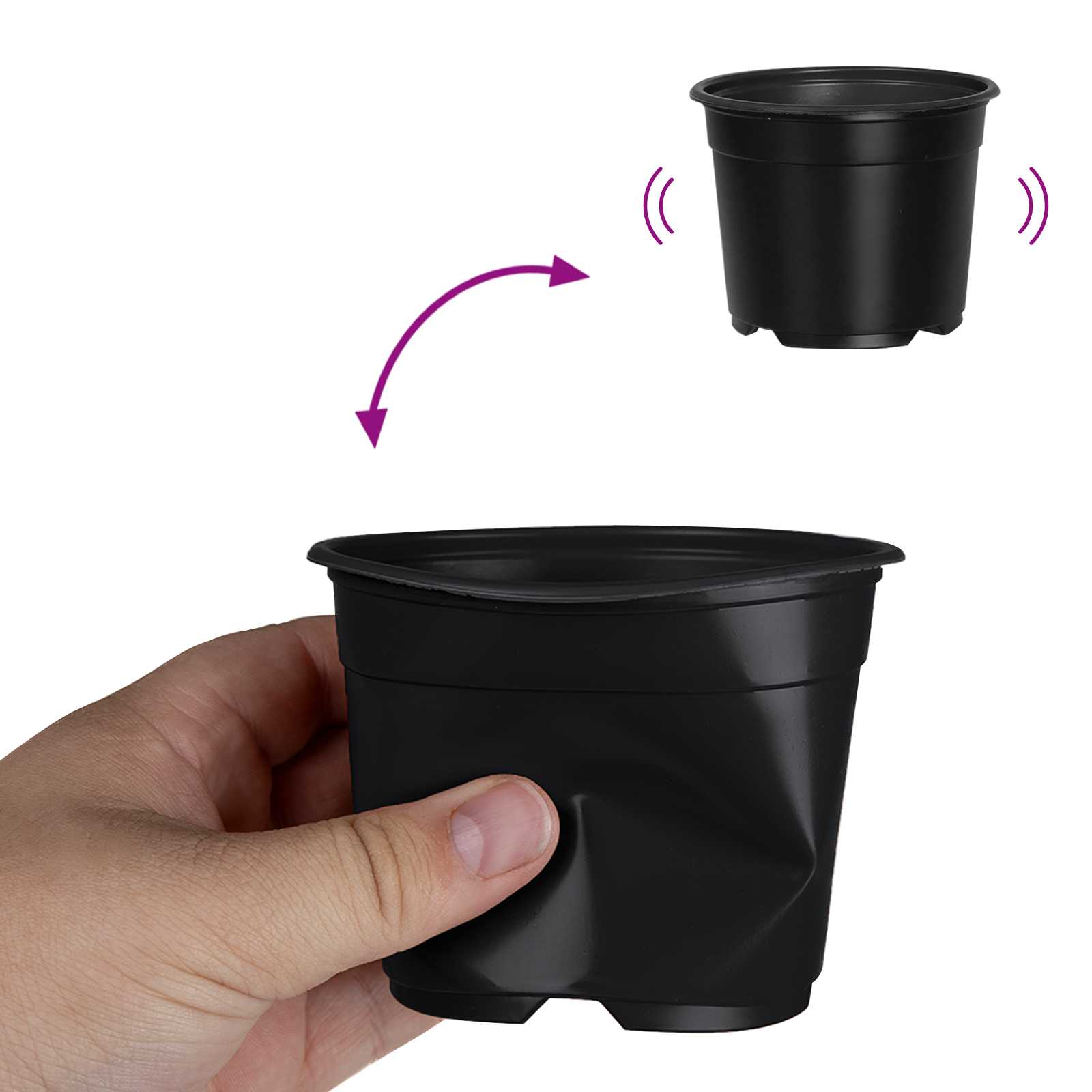 Vaso Rotondo per Fiori 50 pcs Nero Ø 10 x 8 cm Plastica