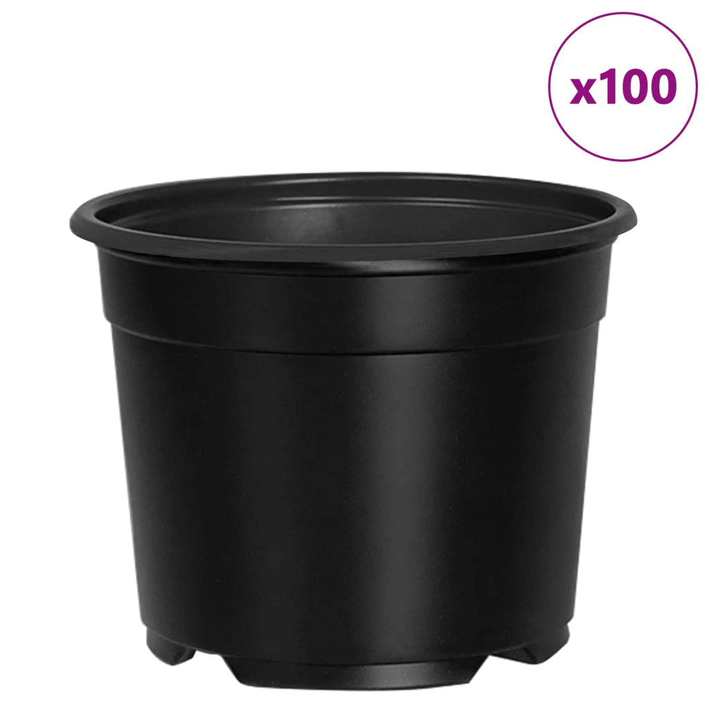Vaso Rotondo per Fiori 100 pcs Nero Ø 10 x 8 cm Plastica